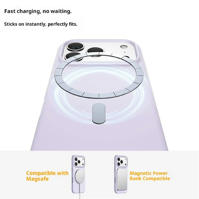 Capa Magnética para iPhone 17 Pro Max Capa de Silicone Líquido Anti-Arranhões PC - Roxo