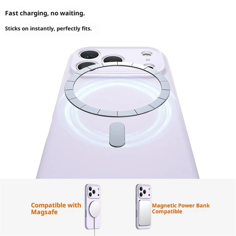 Capa Magnética para iPhone 17 Pro Max - Recortes Precisos, Capa Protetora de Silicone Líquido e PC - Roxo