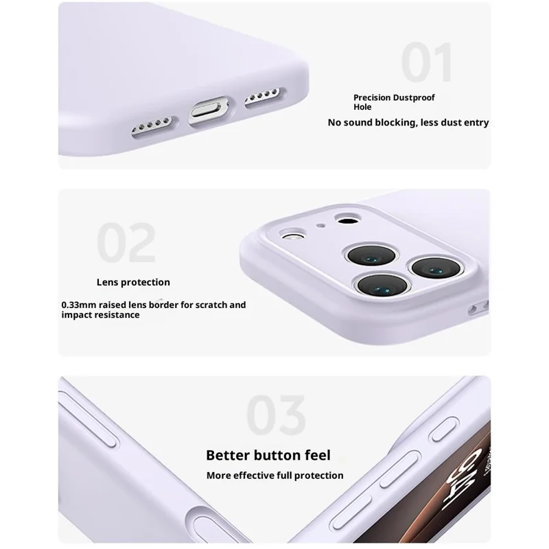 Capa Magnética para iPhone 17 Pro Max - Recortes Precisos, Capa Protetora de Silicone Líquido e PC - Roxo