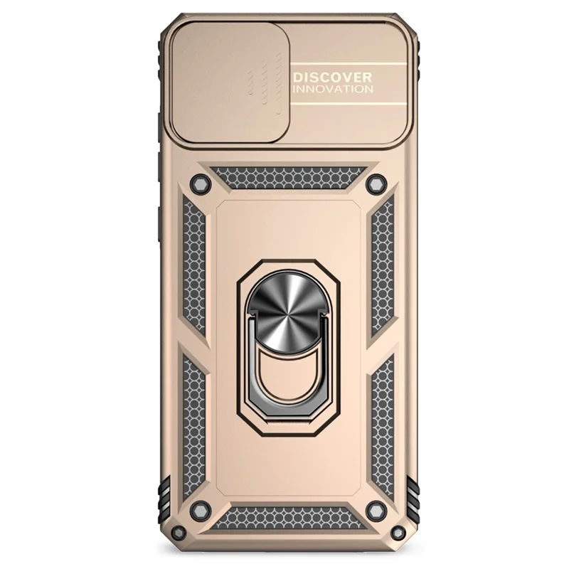 For Samsung Galaxy A07 4G / A06 4G Case PC + TPU Phone Cover with Lens Protection Kickstand - Gold