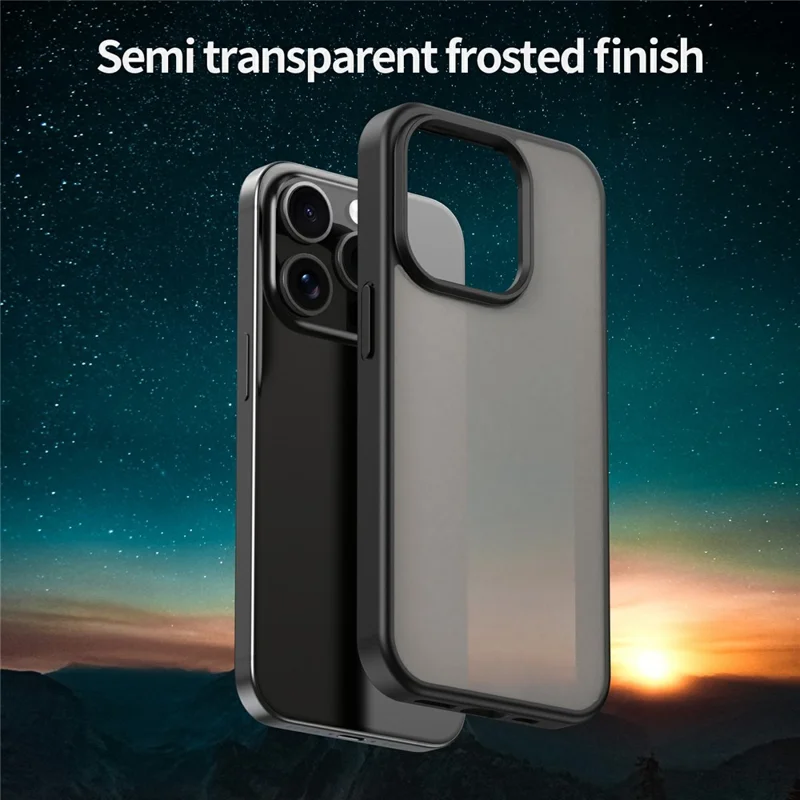 For iPhone 15 Pro Case TPU PC Hybrid Soft Edge Hard Shell Protective Cover Camera Protection Anti Slip Texture - Black