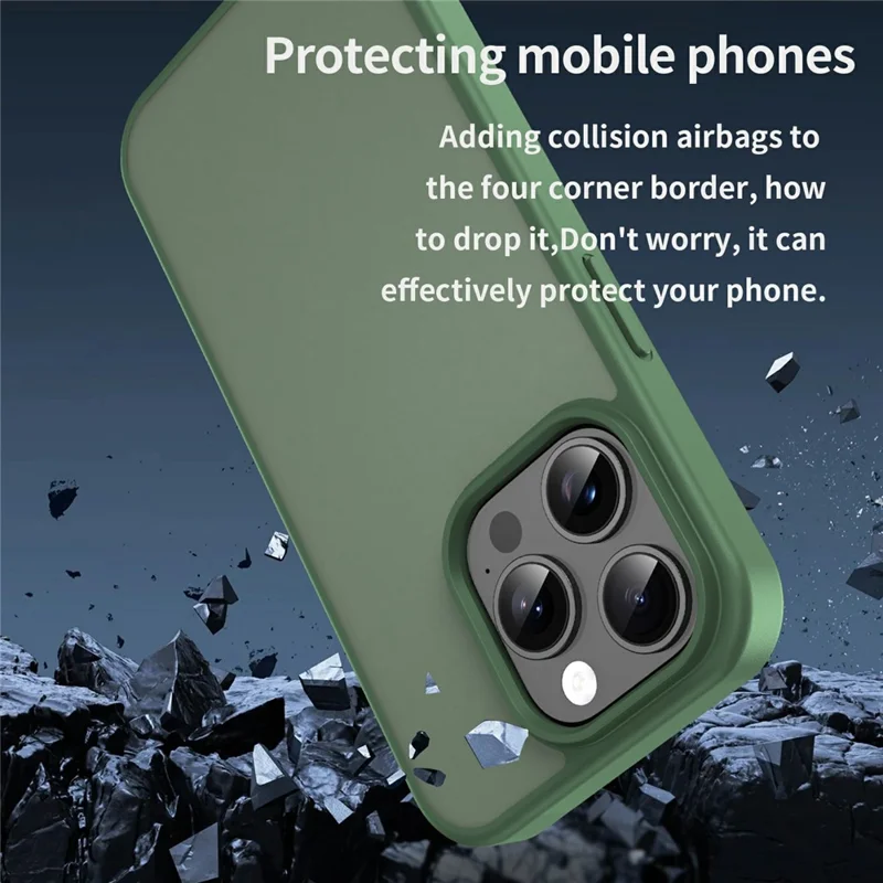 iPhone 15 Pro Hülle TPU PC Hybrid Weiche Kante Harte Schale Schutzhülle Kamera Schutz Rutschfeste Textur - Olivgrün