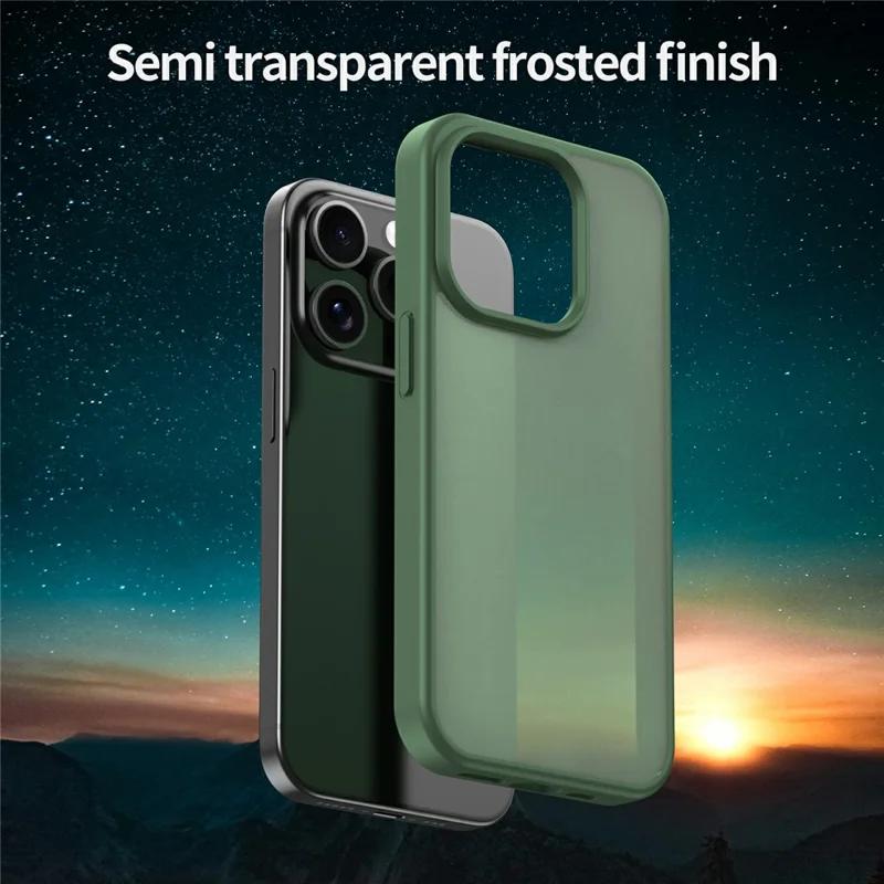 iPhone 15 Pro Hülle TPU PC Hybrid Weiche Kante Harte Schale Schutzhülle Kamera Schutz Rutschfeste Textur - Olivgrün
