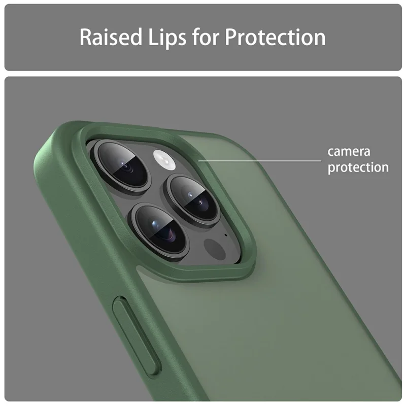 iPhone 15 Pro Hülle TPU PC Hybrid Weiche Kante Harte Schale Schutzhülle Kamera Schutz Rutschfeste Textur - Olivgrün
