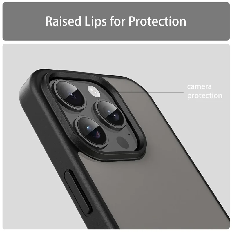 For iPhone 15 Pro Max Case Skin Touch Matte Anti Drop TPU PC Phone Back Cover - Black