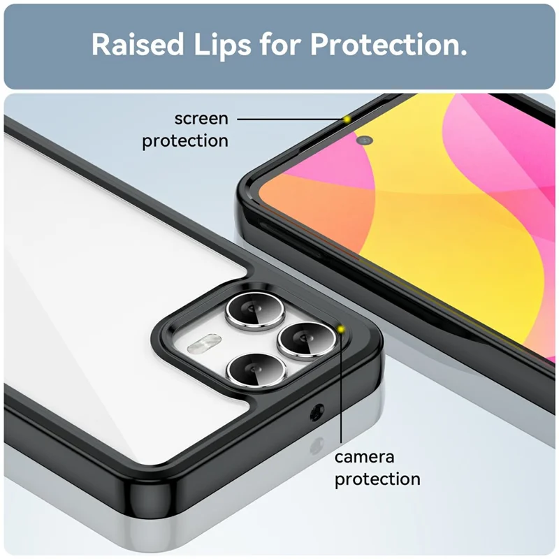 Obudowa na T-Mobile Revvl 8 Pro / T Phone 3 Pro, przezroczysta pokrywa ochronna TPU + akryl - Czarny