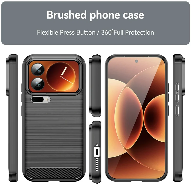 Защитный чехол для Xiaomi 17 Pro, текстура под карбон, с покрытием, черный