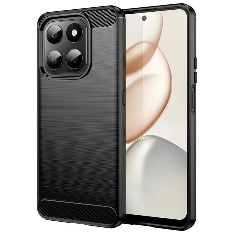 Cover per Honor 400 Smart 5G / 4G / X7d 4G Custodia protettiva con texture in fibra di carbonio spazzolata - Nero