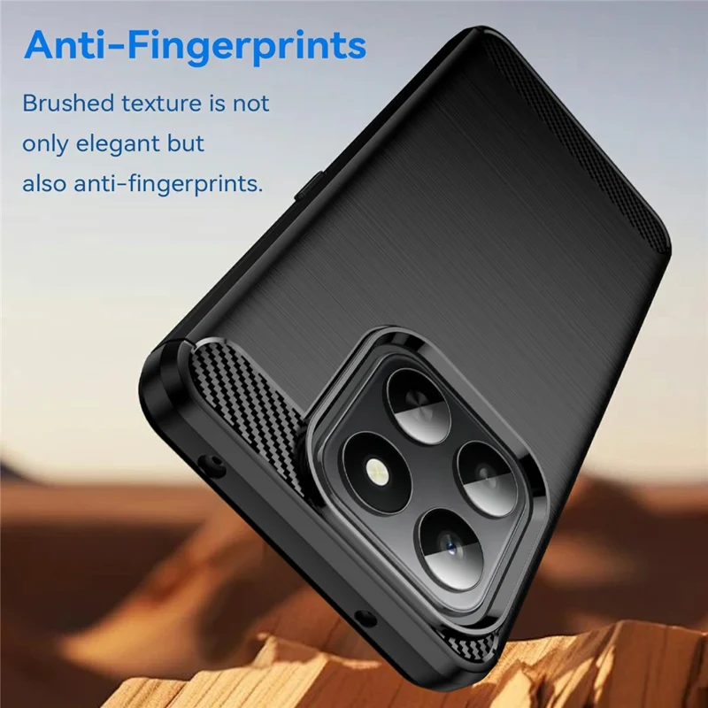 Cover per Honor 400 Smart 5G / 4G / X7d 4G Custodia protettiva con texture in fibra di carbonio spazzolata - Nero