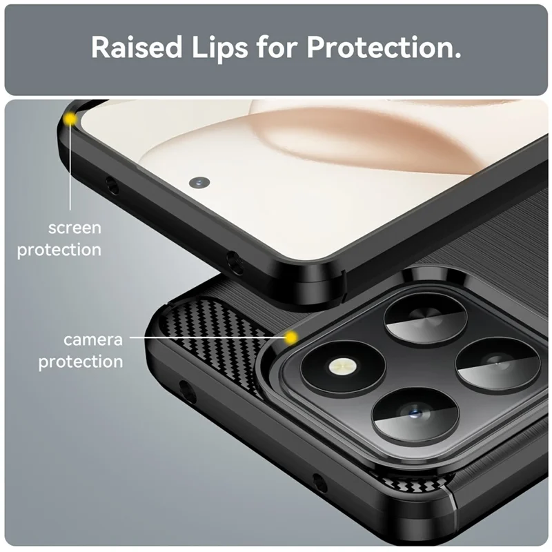 Cover per Honor 400 Smart 5G / 4G / X7d 4G Custodia protettiva con texture in fibra di carbonio spazzolata - Nero