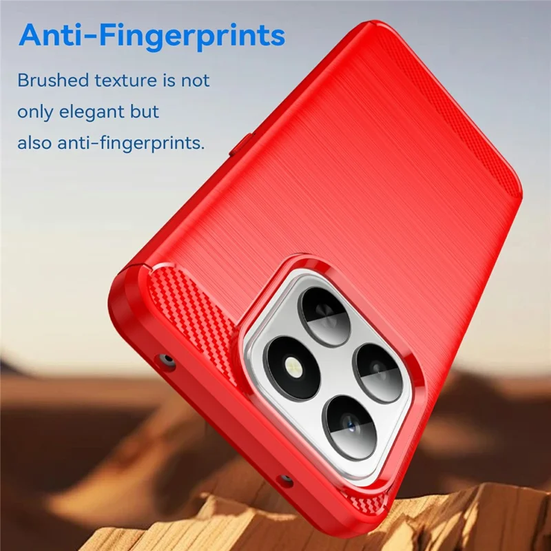 غطاء هاتف لهونور 400 سمارت 5G / 4G / X7d 4G واقي بنسيج ألياف الكربون، مطلي - أحمر