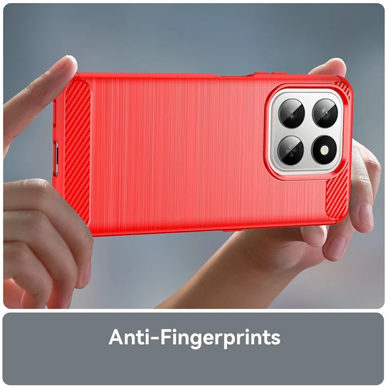 غطاء هاتف لهونور 400 سمارت 5G / 4G / X7d 4G واقي بنسيج ألياف الكربون، مطلي - أحمر