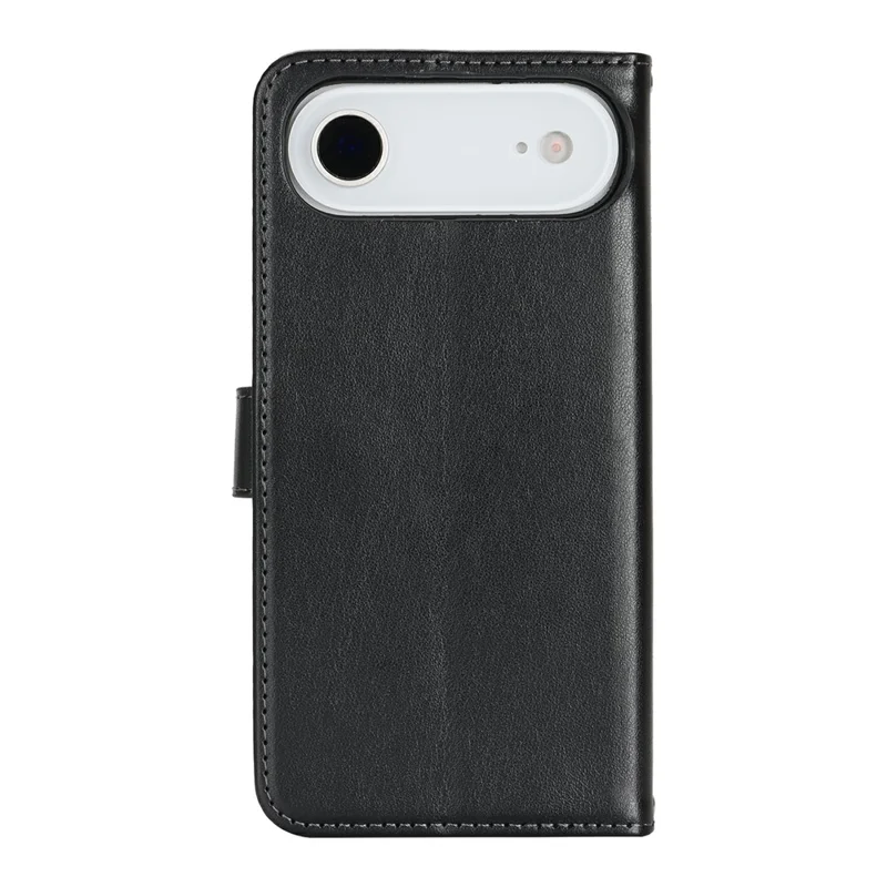 iPhone Air Case Texturiertes Leder Geldbörse Handyhülle mit Gurt - Schwarz