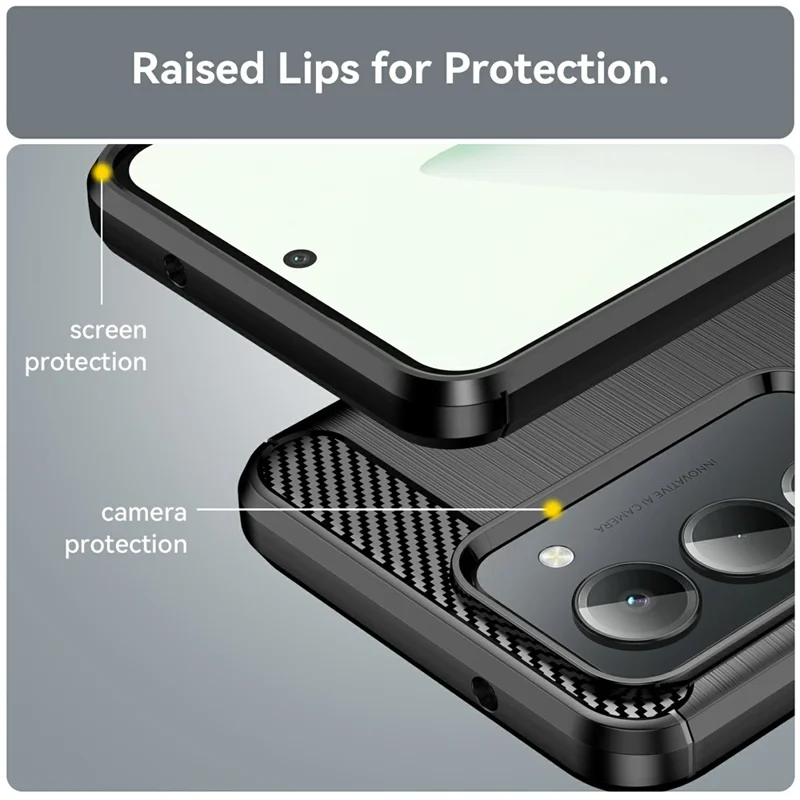 Чехол для Xiaomi Redmi 15 5G (ЕС) (171 мм) Защитный чехол для телефона Текстура углеродного волокна с щетинистой отделкой - черный