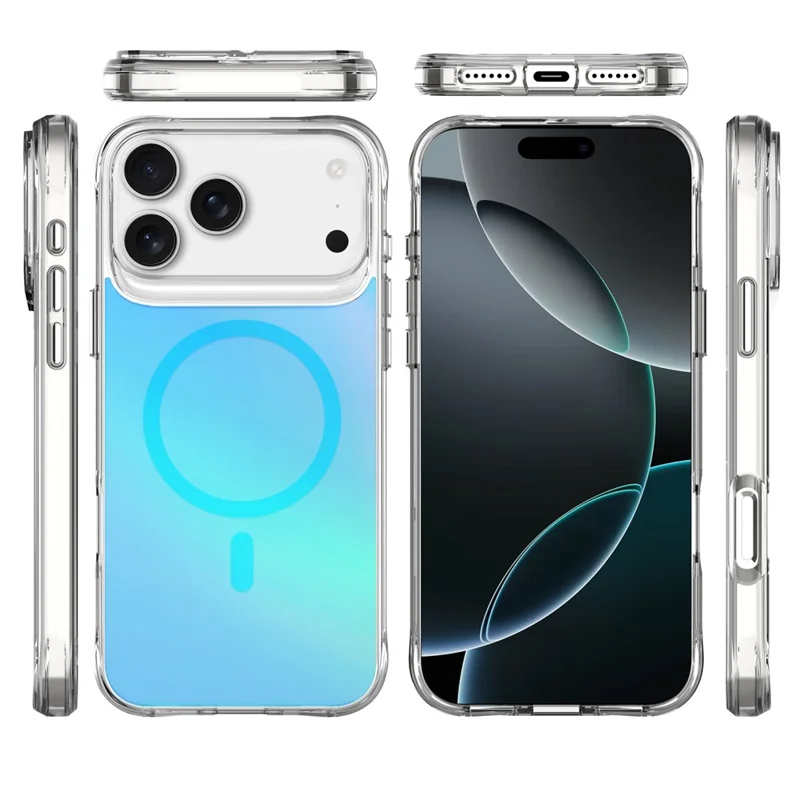 Compra em Quantidade para Capa do iPhone 17 Pro Max Compatível com MagSafe Revestimento de TPU Eletroplateado + PC - Azul