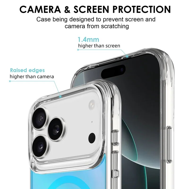 Compra em Quantidade para Capa do iPhone 17 Pro Max Compatível com MagSafe Revestimento de TPU Eletroplateado + PC - Azul