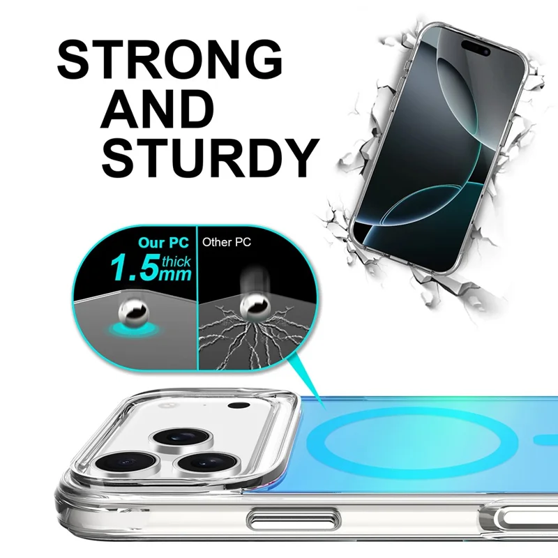 Compra em Quantidade para Capa do iPhone 17 Pro Max Compatível com MagSafe Revestimento de TPU Eletroplateado + PC - Azul