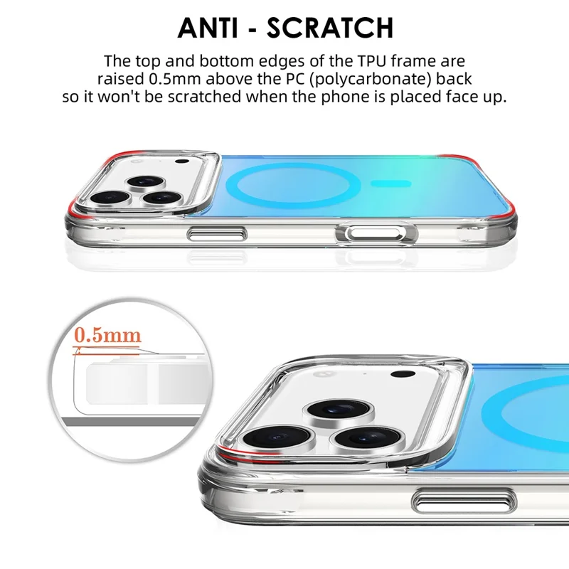 Compra em Quantidade para Capa do iPhone 17 Pro Max Compatível com MagSafe Revestimento de TPU Eletroplateado + PC - Azul