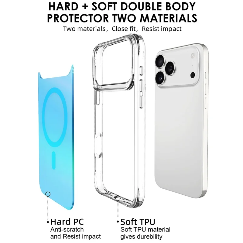 Compra al por mayor de la funda del iPhone 17 Pro compatible con MagSafe Electroplated TPU + Cubierta de teléfono PC - Azul