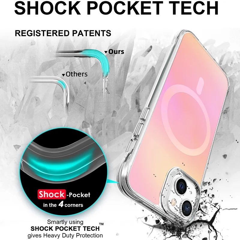 Bulk Buy For iPhone 14 Magnetic Case TPU PC Hybrid Shockproof Military-Grade Protection Electroplated Buttons