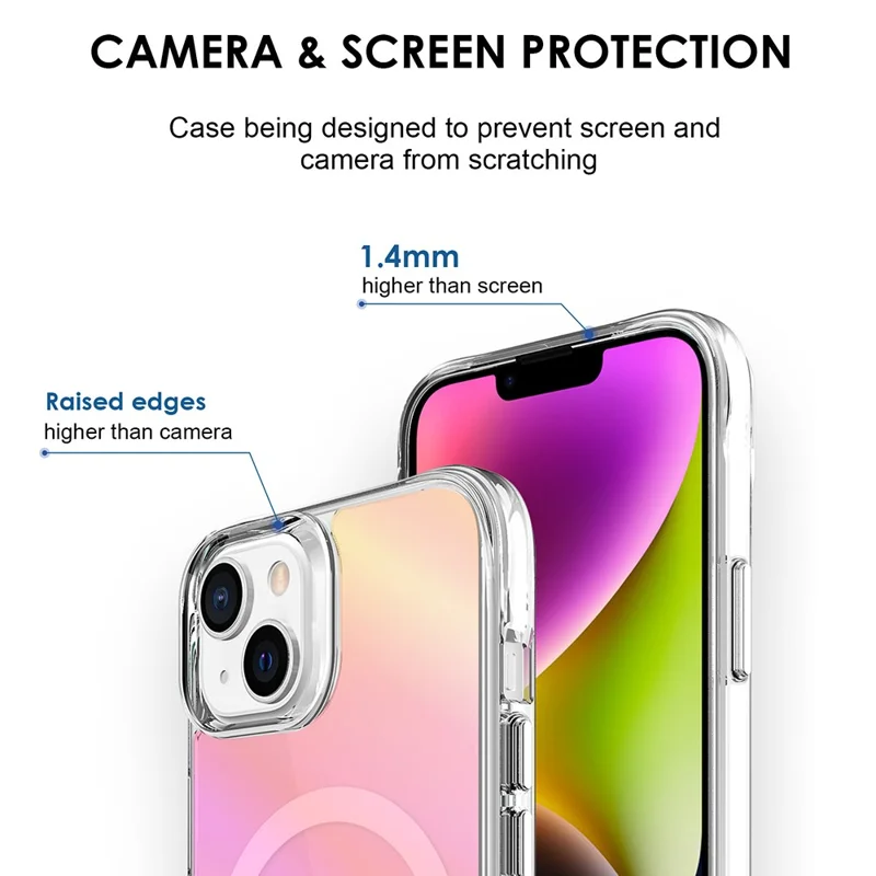 Bulk Buy For iPhone 14 Magnetic Case TPU PC Hybrid Shockproof Military-Grade Protection Electroplated Buttons