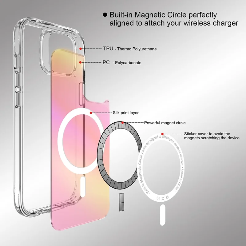 Bulk Buy For iPhone 14 Magnetic Case TPU PC Hybrid Shockproof Military-Grade Protection Electroplated Buttons