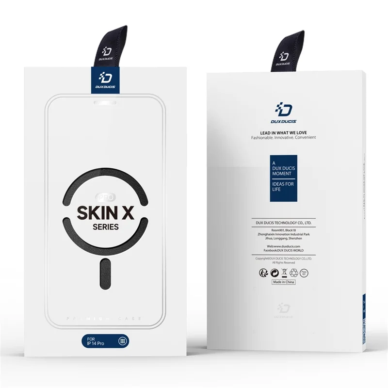 DUX DUCIS Skin X Pro-serie lederen hoesje voor iPhone 14 Pro Fliphoes compatibel met MagSafe - Zwart