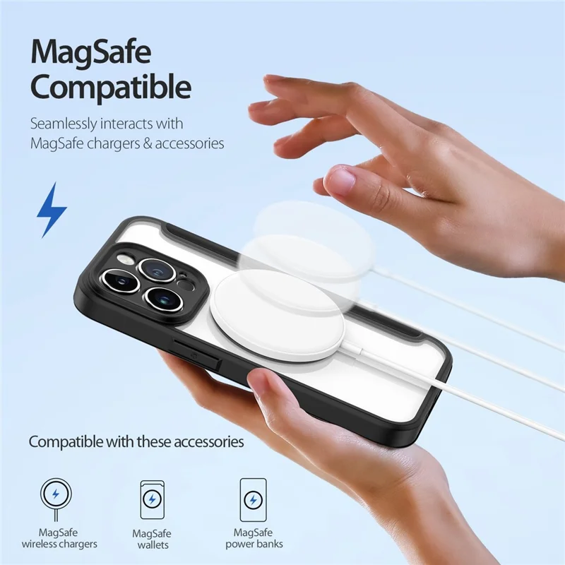 DUX DUCIS Skin X Pro-serie lederen hoesje voor iPhone 14 Pro Fliphoes compatibel met MagSafe - Zwart