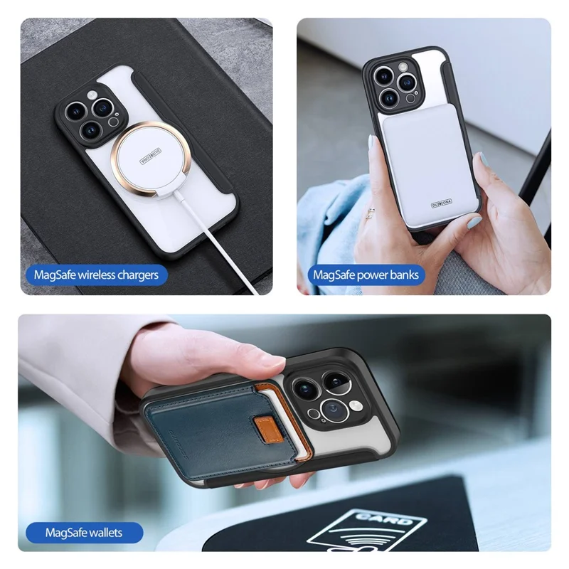 DUX DUCIS Skin X Pro-serie lederen hoesje voor iPhone 14 Pro Fliphoes compatibel met MagSafe - Zwart