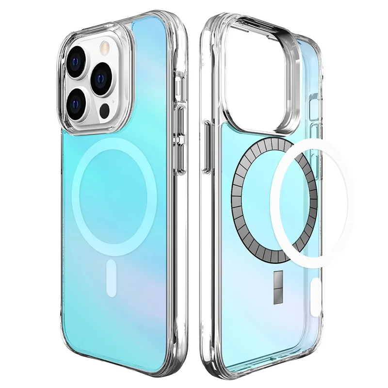 Compra a granel de funda compatible con iPhone 15 Pro con MagSafe, de TPU y PC con acabado electrolítico - Azul