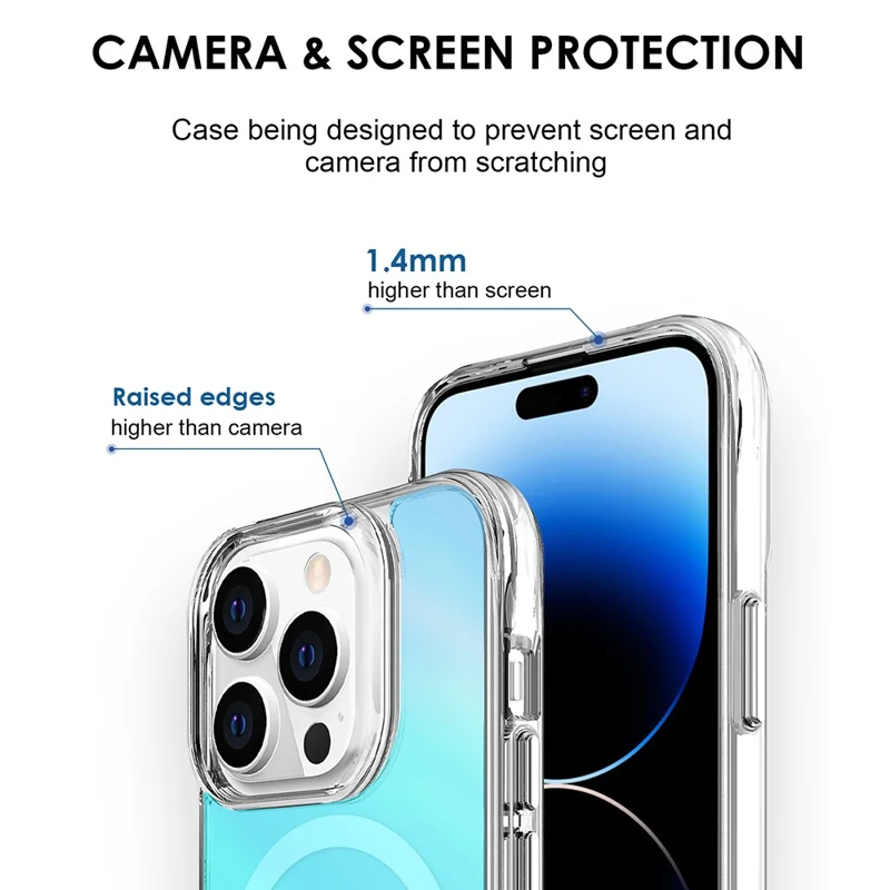 Compra a granel de funda compatible con iPhone 15 Pro con MagSafe, de TPU y PC con acabado electrolítico - Azul