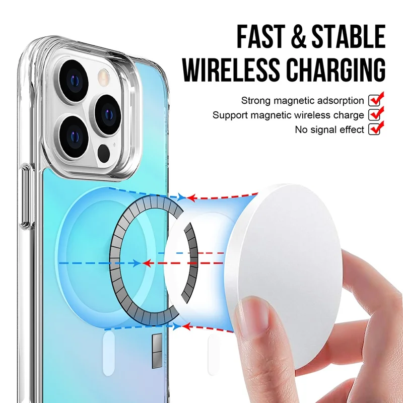 Compra a granel de funda compatible con iPhone 15 Pro con MagSafe, de TPU y PC con acabado electrolítico - Azul