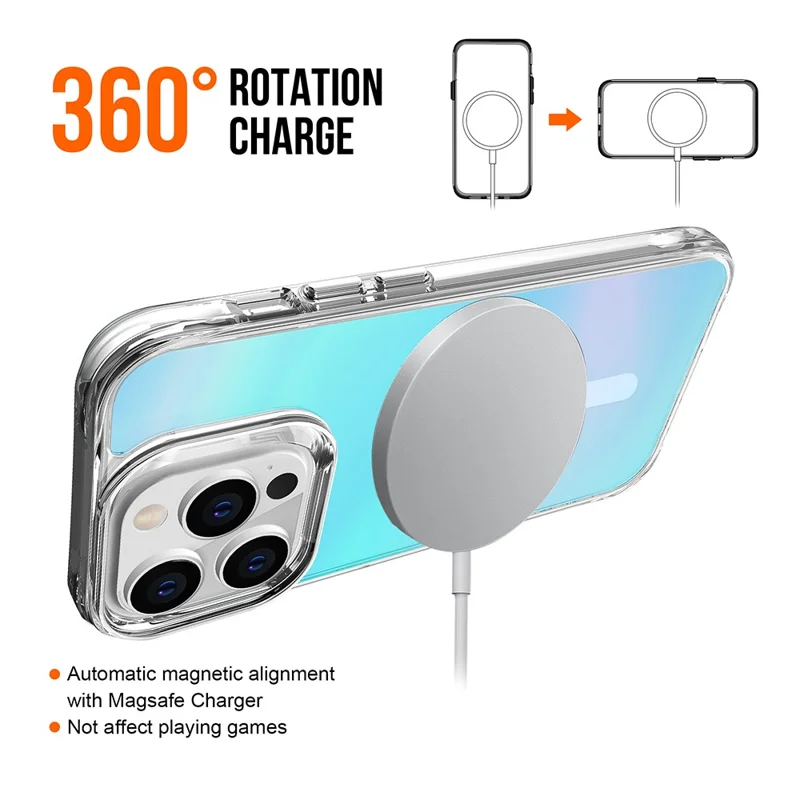 Compra a granel de funda compatible con iPhone 15 Pro con MagSafe, de TPU y PC con acabado electrolítico - Azul