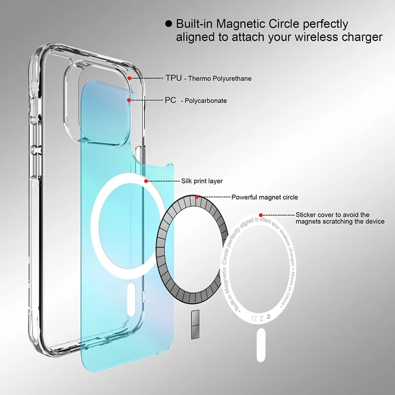 Compra a granel de funda compatible con iPhone 15 Pro con MagSafe, de TPU y PC con acabado electrolítico - Azul