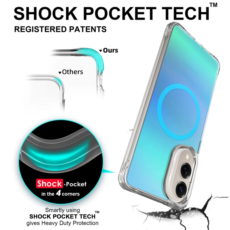 Compra al por mayor de la funda para Samsung Galaxy S25 Edge compatible con MagSafe Electroplated TPU + Cubierta de teléfono de PC - Azul