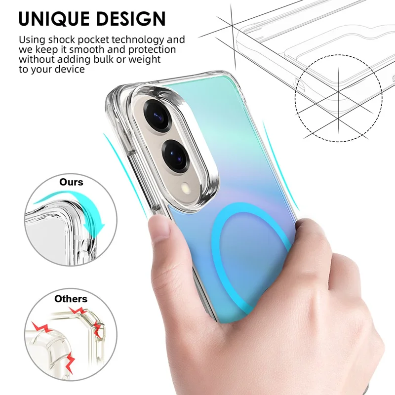 Compra al por mayor de la funda para Samsung Galaxy S25 Edge compatible con MagSafe Electroplated TPU + Cubierta de teléfono de PC - Azul