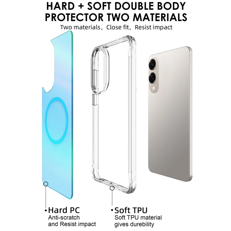 Compra al por mayor de la funda para Samsung Galaxy S25 Edge compatible con MagSafe Electroplated TPU + Cubierta de teléfono de PC - Azul