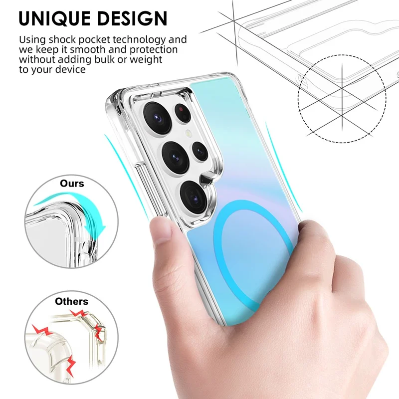 Compra al por mayor de la funda para Samsung Galaxy S25 Ultra compatible con MagSafe, de TPU electrochapado + PC - Azul