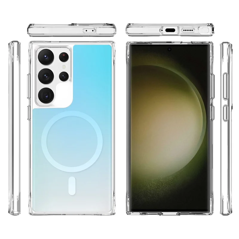 Achat en Vrac pour Étui Samsung Galaxy S24 Ultra Compatible avec MagSafe Électroplaqué TPU + Housse de Téléphone PC - Bleu