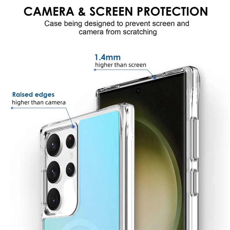 Achat en Vrac pour Étui Samsung Galaxy S24 Ultra Compatible avec MagSafe Électroplaqué TPU + Housse de Téléphone PC - Bleu