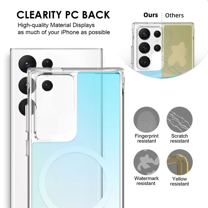 Achat en Vrac pour Étui Samsung Galaxy S24 Ultra Compatible avec MagSafe Électroplaqué TPU + Housse de Téléphone PC - Bleu