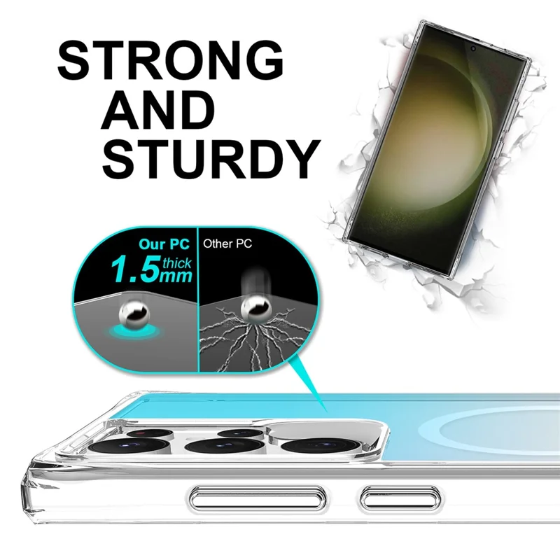 Achat en Vrac pour Étui Samsung Galaxy S24 Ultra Compatible avec MagSafe Électroplaqué TPU + Housse de Téléphone PC - Bleu