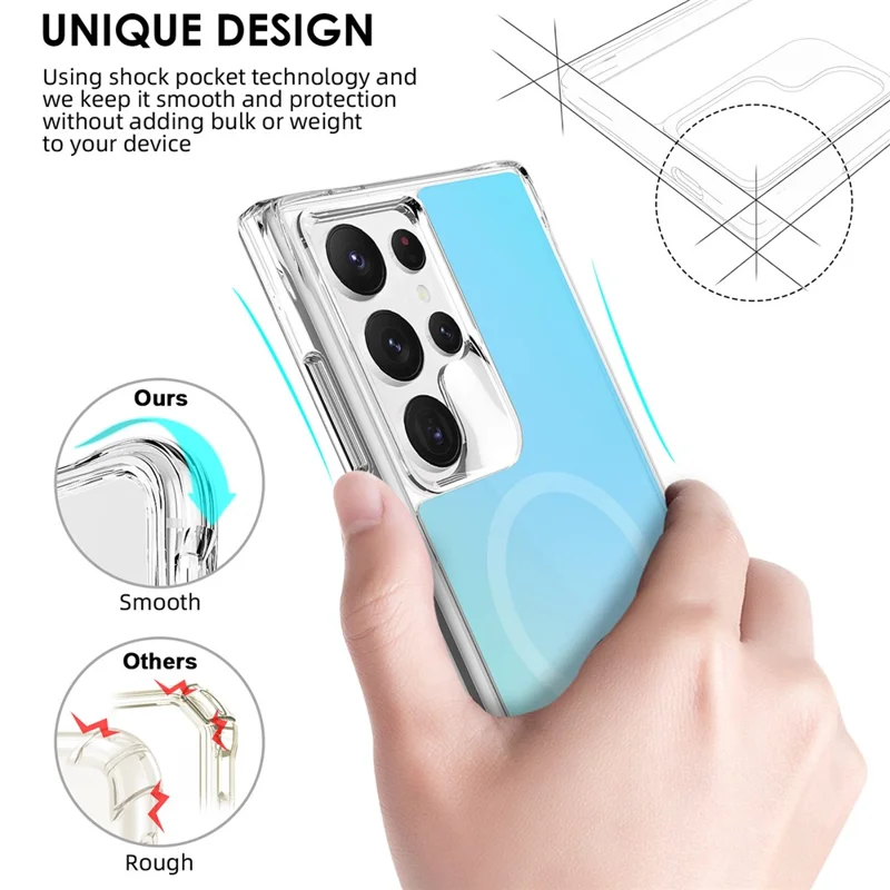 Achat en Vrac pour Étui Samsung Galaxy S24 Ultra Compatible avec MagSafe Électroplaqué TPU + Housse de Téléphone PC - Bleu