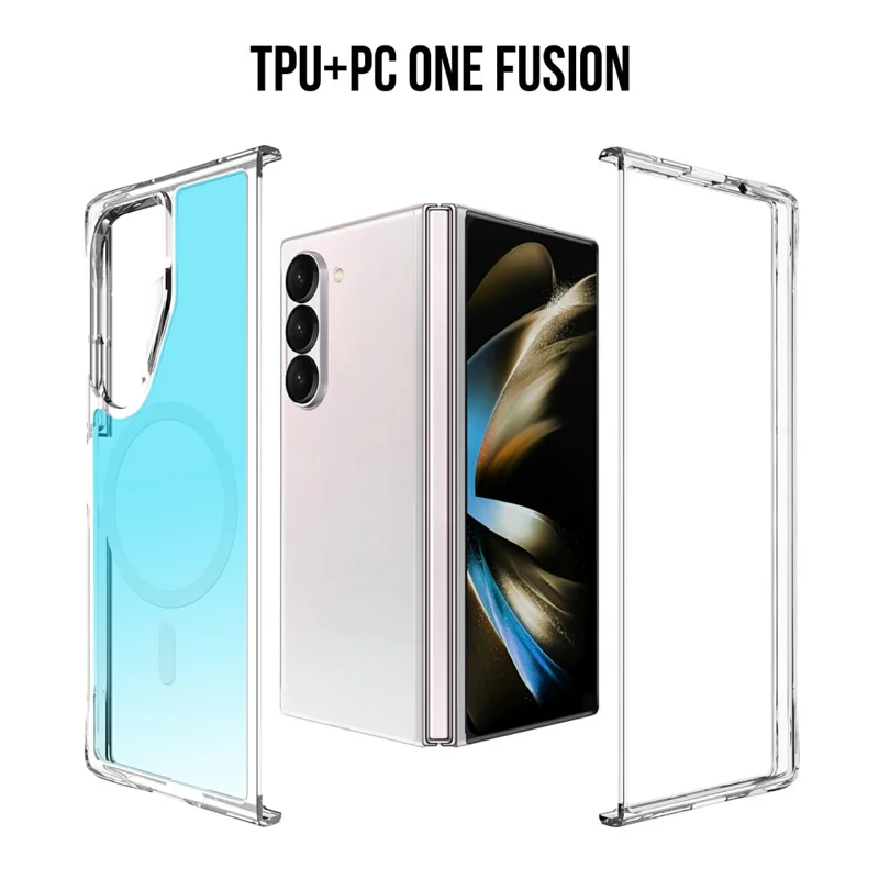 Bulk Purchasing For Samsung Galaxy Z Fold6 5G Magnetic Case Electroplated TPU + PC Phone Cover - Blue