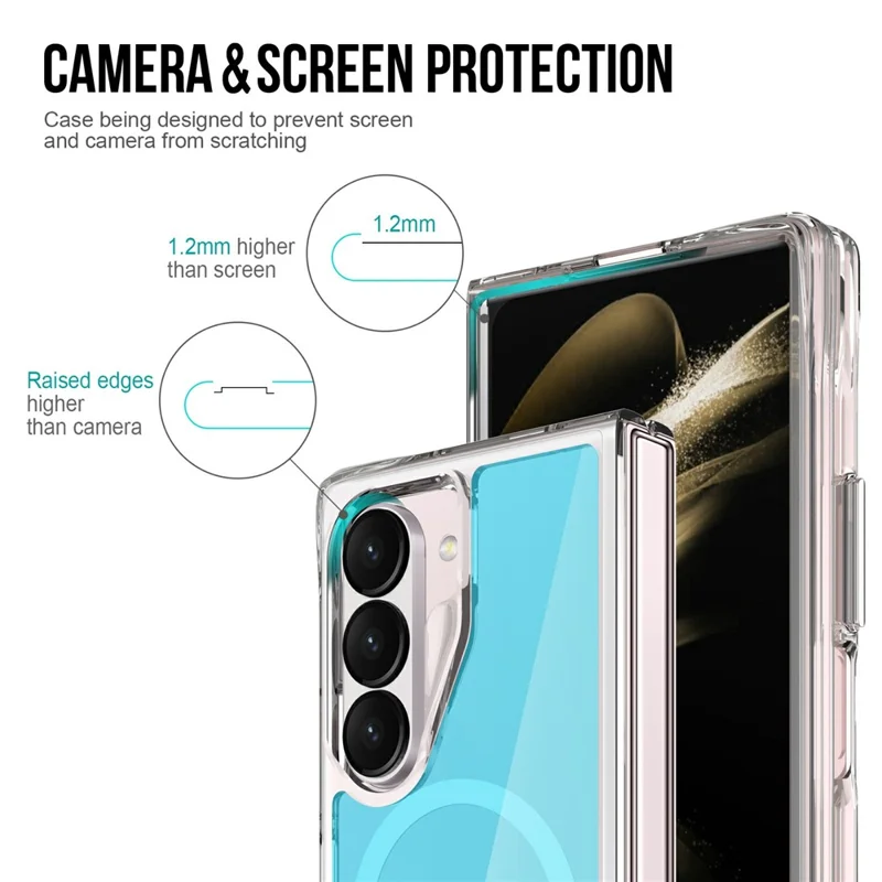 Compra al por mayor de la funda compatible con Samsung Galaxy Z Fold7 5G con MagSafe, de TPU y PC con baño electrolítico - Azul