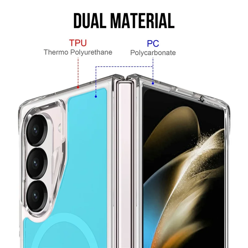 Compra al por mayor de la funda compatible con Samsung Galaxy Z Fold7 5G con MagSafe, de TPU y PC con baño electrolítico - Azul