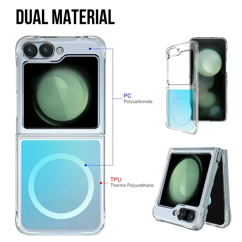 Groothandel voor Samsung Galaxy Z Flip7 FE 5G / Z Flip6 5G hoesje compatibel met MagSafe, geëlokteerd TPU + PC telefoonhoesje - Blauw