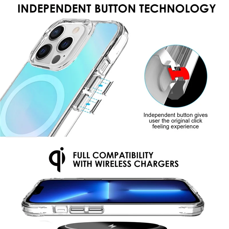 Bulk Purchasing For iPhone 13 Pro Max Case Compatible with MagSafe Electroplated TPU + PC Phone Cover - Blue