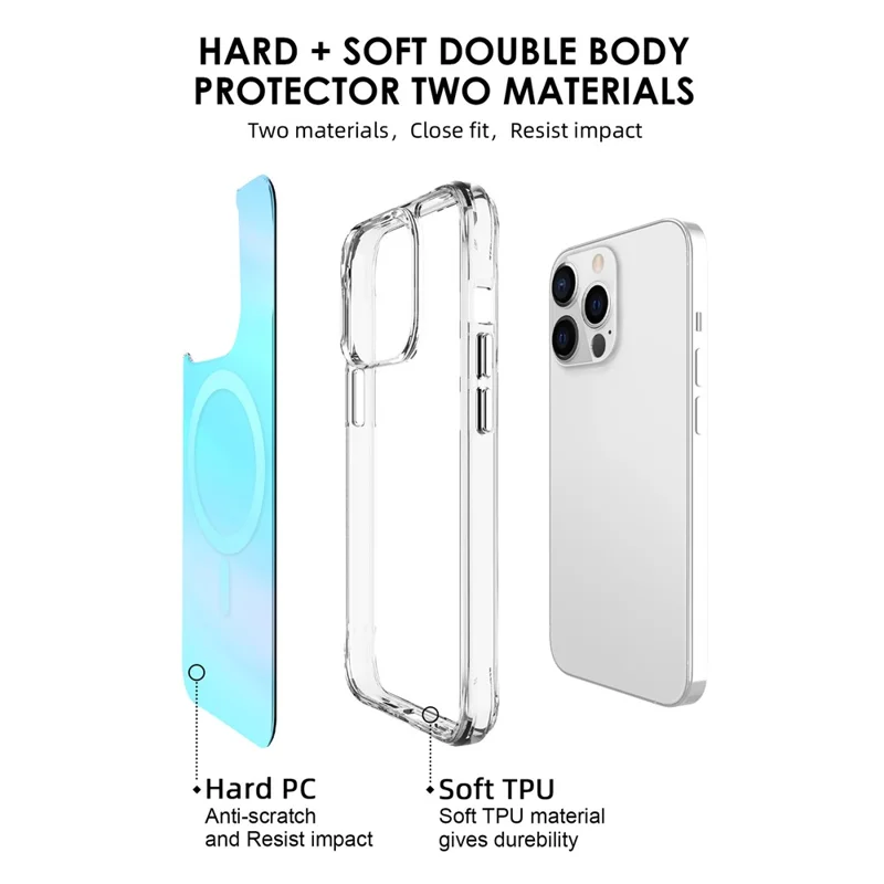 Compra a Granel para Capa de iPhone 13 Pro Compatível com MagSafe Eletroplastificada TPU + PC Capa de Telefone - Azul