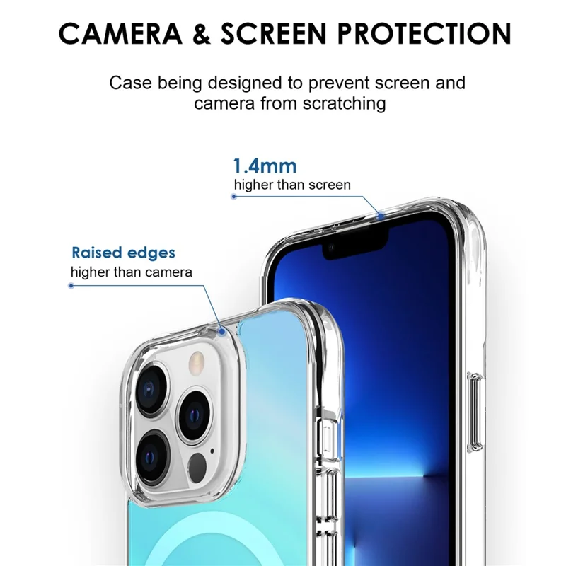 Compra a Granel para Capa de iPhone 13 Pro Compatível com MagSafe Eletroplastificada TPU + PC Capa de Telefone - Azul